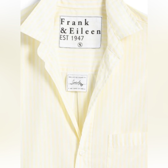 New Frank and Eileen “Joedy” yellow and white striped button down, size small - Picture 2 of 3